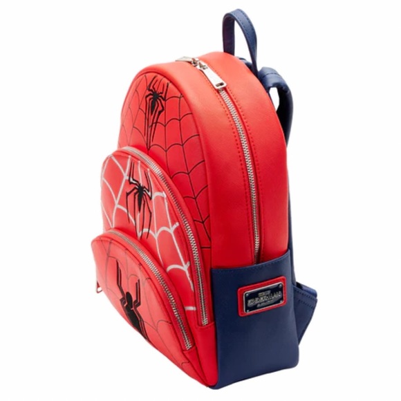 Loungefly Spider-Man Triple Pocket Multi Logo Mini Backpack - Picture 2 of 5